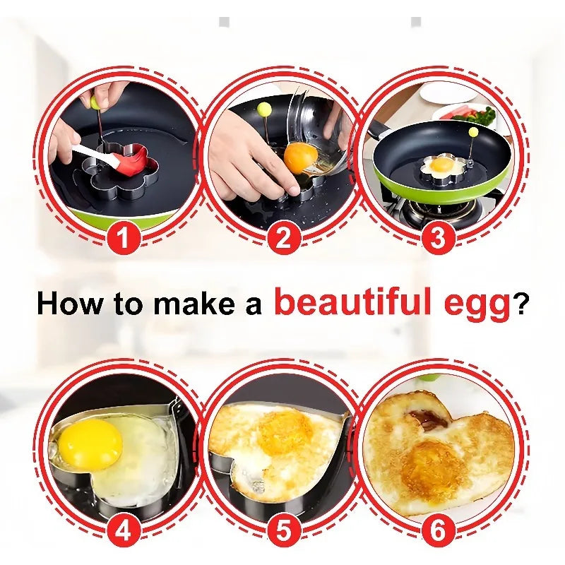 1/4/5PCS Stainless Steel Omelette Forming Machine Mold Frying Pan Pancake and Egg-shaped Device Kitchen Gadgets Qme
