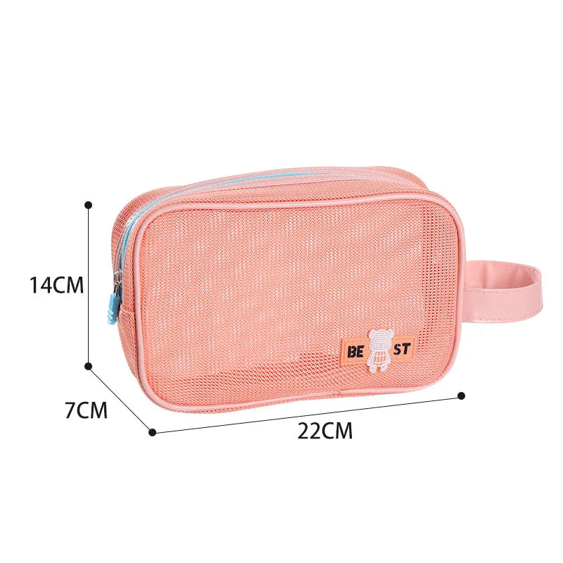 Hot Sale Portable Handheld Toiletries Bag Outdoor Travel Cosmetic Organizer Mesh Toiletry Organizer Trendy Beach Cosmetic Pouch Qme HandbagOrange