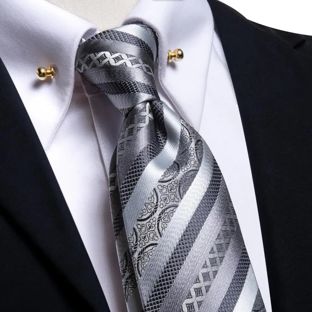 Hi-tie Luxury Teal Blue Wedding Necktie Men's Tie Glod Collar Pin Qme N-0589-CP-0001