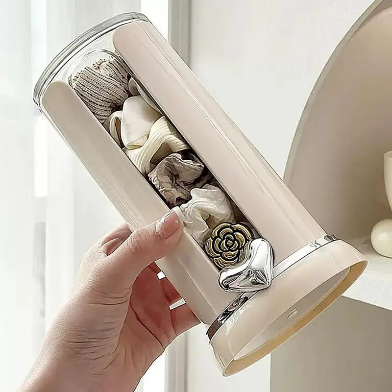 Cotton Pads Holder Two Cylinder Cotton Pads Organizer Dispenser Bathroom Canisters Storage Containers Display Stand For Bathroom Qme