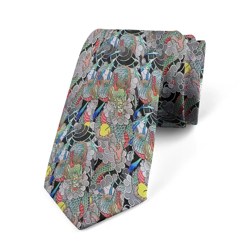 Fun Printing Men's Business Tie Tattoo Pattern Personality Unisex Qme style1