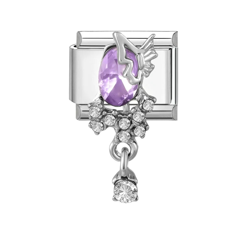 Shiny Round Pearl Zircon Flower Crystal Heart Italian Charm Links Fit 9mm Stainless Steel Bracelet Women Jewelry DIY Making Gift Qme Style 3