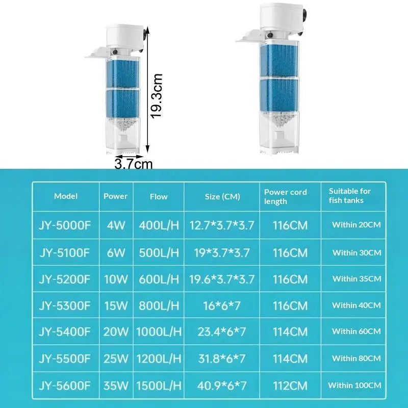 220V 6 In1 Aquarium Filter Pump Fish Tank Submersible Silent Air Qme