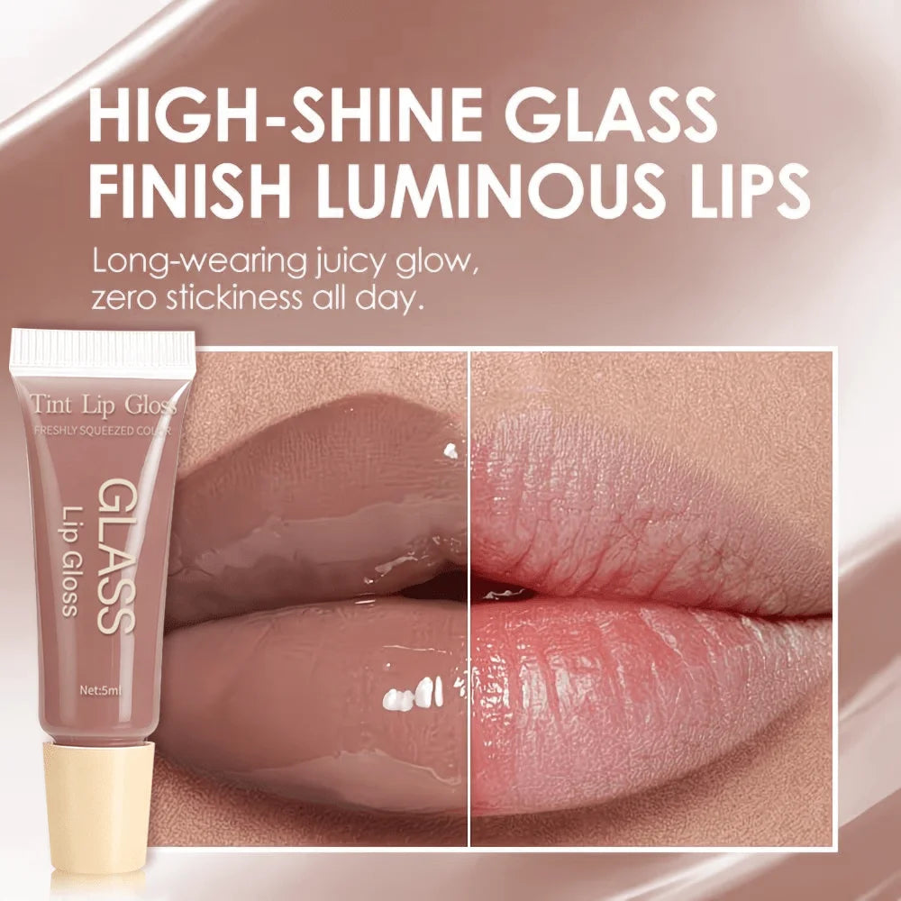3-Color Glass Tint Lip Gloss Long Lasting Non-sticky Hydrating Qme