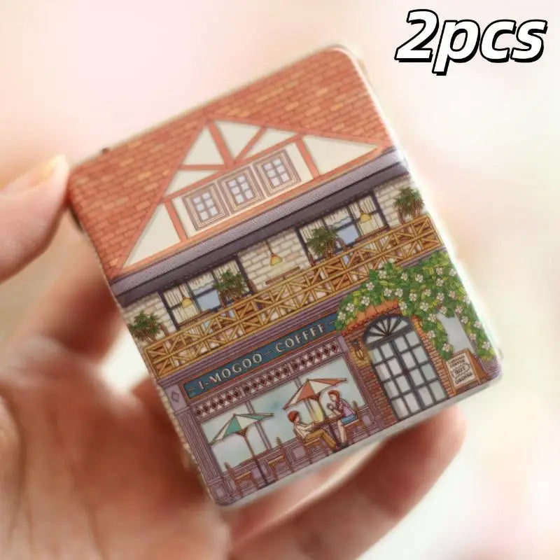 2Pcs Multi-Purpose Organizer Vintage European House-Shaped Metal Storage Box With Hinged Lid For Office Pantry Sealing Container Qme A4