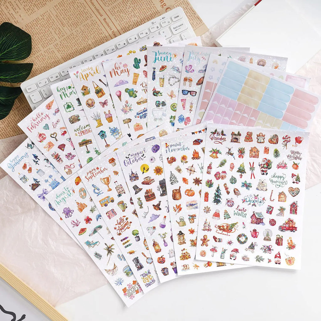 Twelve Months Festive Colors Set 14 Pieces per Pack Vibrant Celebratory Supplies for December Events Qme WHITE Other