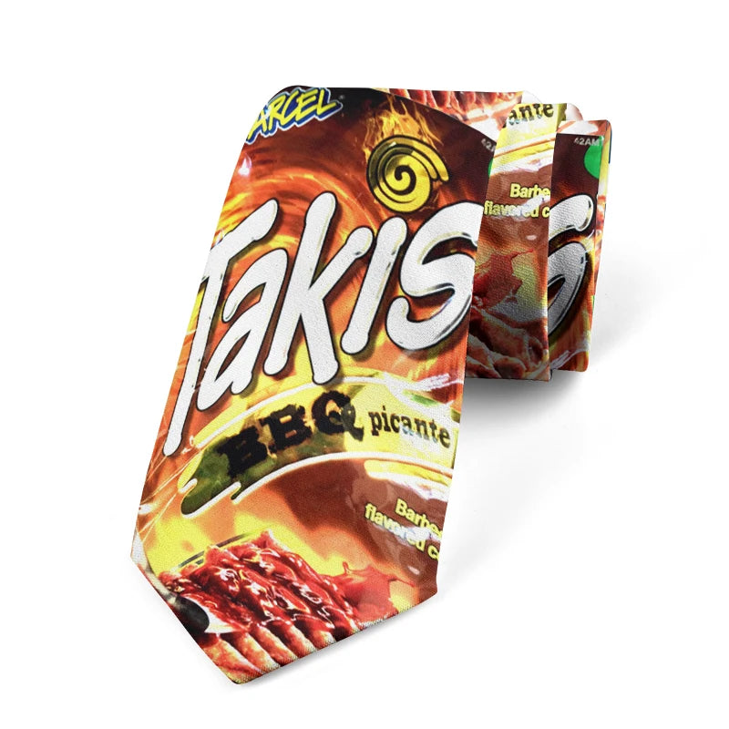 Novelty Interesting Food Printed Tie Fashionable Potato Chips Qme style7
