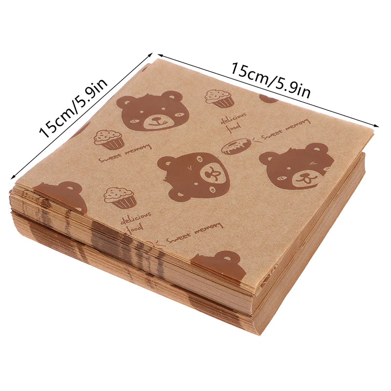 100PC Sandwich Packaging Paper Food Grade Without BisphenolA Oil Resistant Paper Bread Sandwich Fries Oilpaper Baking Tools Qme