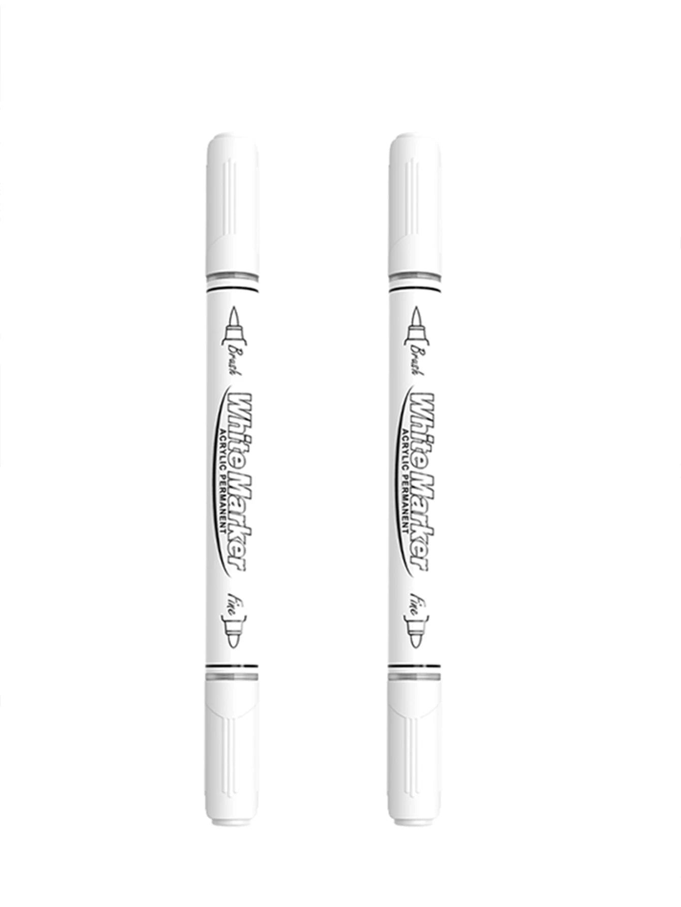 Black White Dual Tip Acrylic Paint Pen Large Capacity Permanent Marker Waterproof Fabric Paint Pen DIY Art Craft Supplies Qme 2white