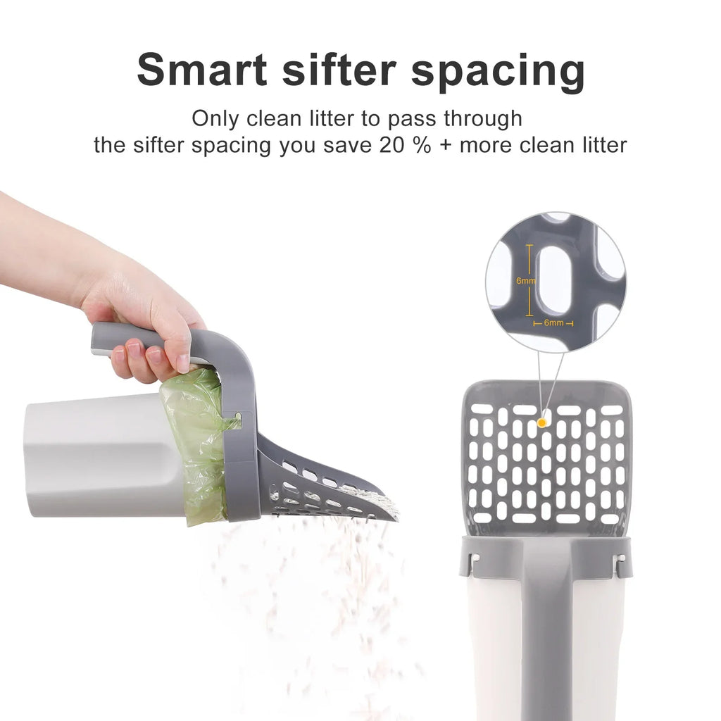 Cat Litter Shovel Scoop with Refill Bag For Pet Filter Clean Toilet Garbage Picker Cat Supplies Cat Litter Box Self Cleaning Qme