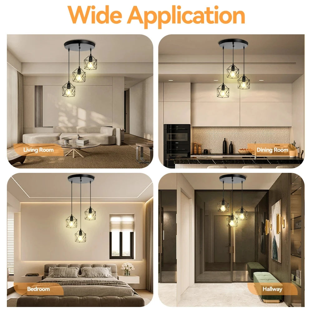 Vintage Chandelier Led Ceiling Lighting Nordic Style Hanging Lamp Dining Living Room Home Christmas Decor Pendant Light kitchen Qme