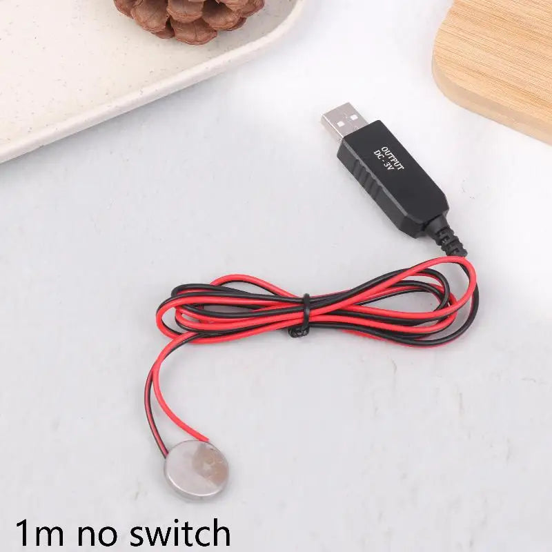 USB 3V CR2032 Fake Battery Charger Cord Switches Power Supply Cable Qme A1 1m no switch