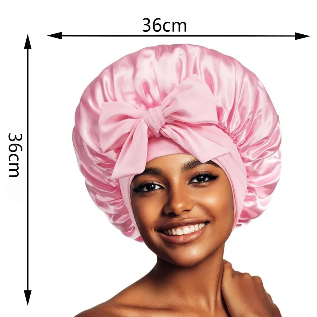 Sleeping Hat Women Satin Solid Night Sleep Cap Hair Care Bonnet Nightcap For Women Men Unisex Cap Bonnet De Nuit Shower Turban Qme