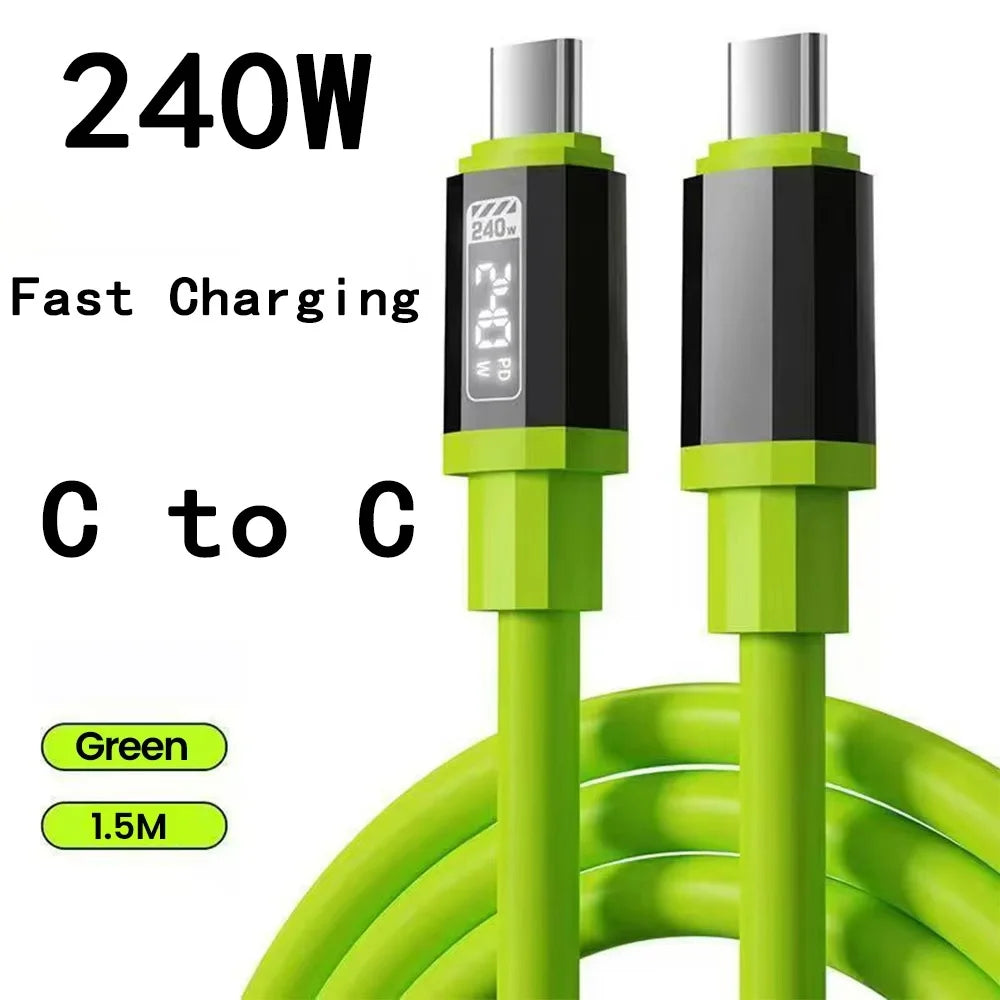 240W USB-C Fast Charging Cable USB A to C & USB C to C Quick Charge Cord PD Date Wire For iPhone Samsung Xiaomi Huawei OPPO VIVO Qme