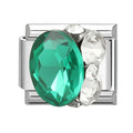 Trendy Green Emerald Inlay Zircon Shiny Italian Charm Link Fit 9mm Stainless Steel Bracelet DIY Making Men Women Jewelry Gifts Qme Style 9
