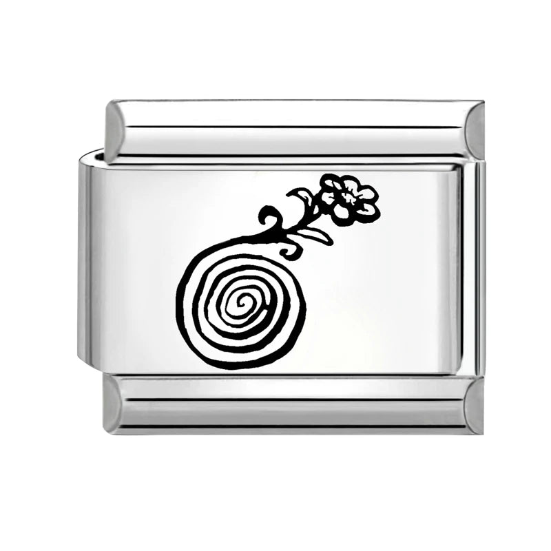 Creative Laser Engraving Taichi Eyes Sunflower Cats Birds Italian Charm Links Fit 9MM Stainless Steel Bracelet DIY Making Gift Qme Style 26