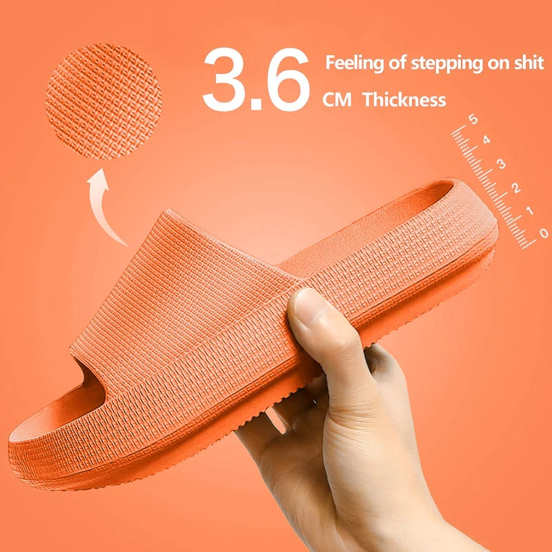 New Thick Platform Pillow Bathroom Home Slippers Women Fashion Soft Sole EVA Indoor Slides Sandals Summer Non-slip Flip Flops Qme