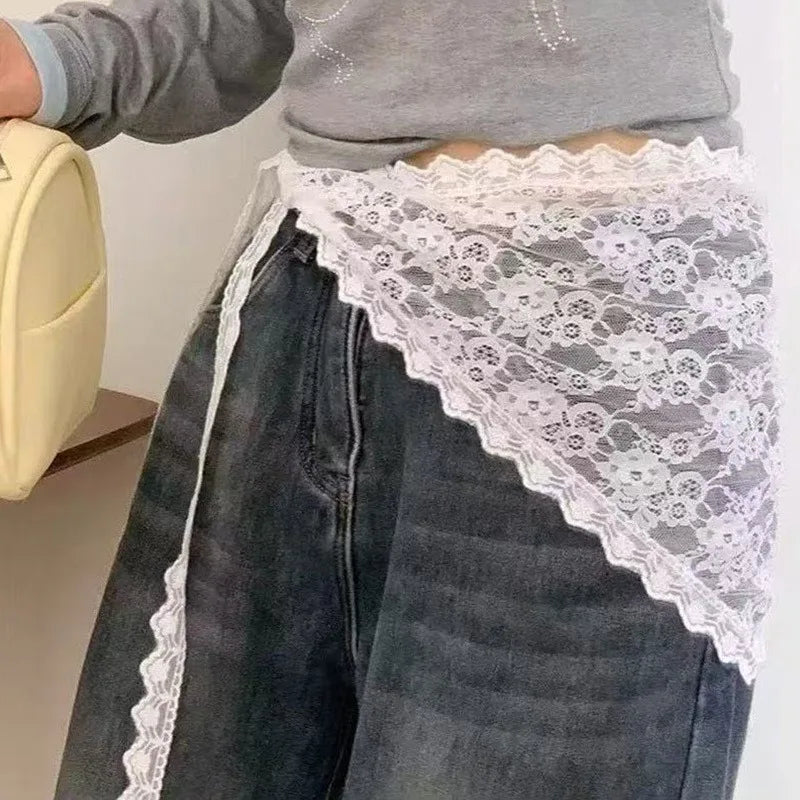 Russian Lace Skirt Fart Curtain Women's Hair Towel Triangle Short Qme