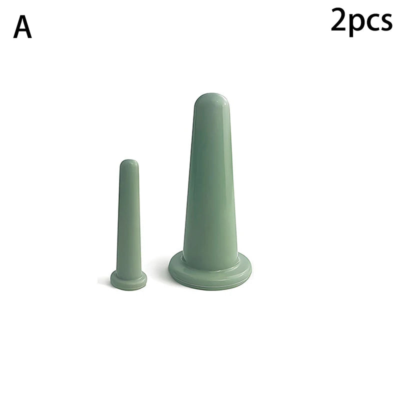 Silicone Vacuum Cupping Massage Jars Anti Cellulite Face Neck Lift Qme A