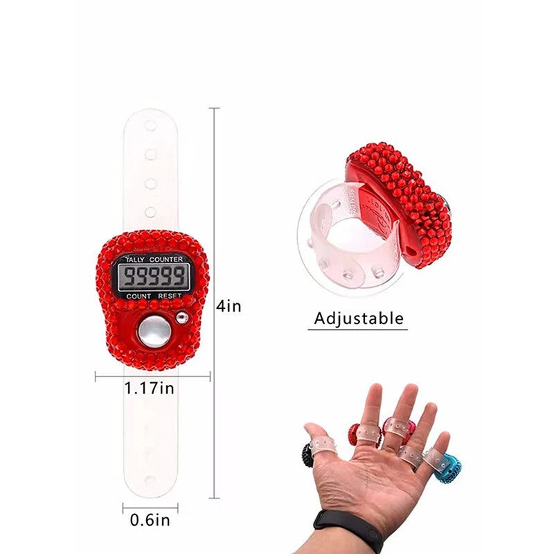 Electronic Finger Counter Ring Click Portable Resettable Digital Qme