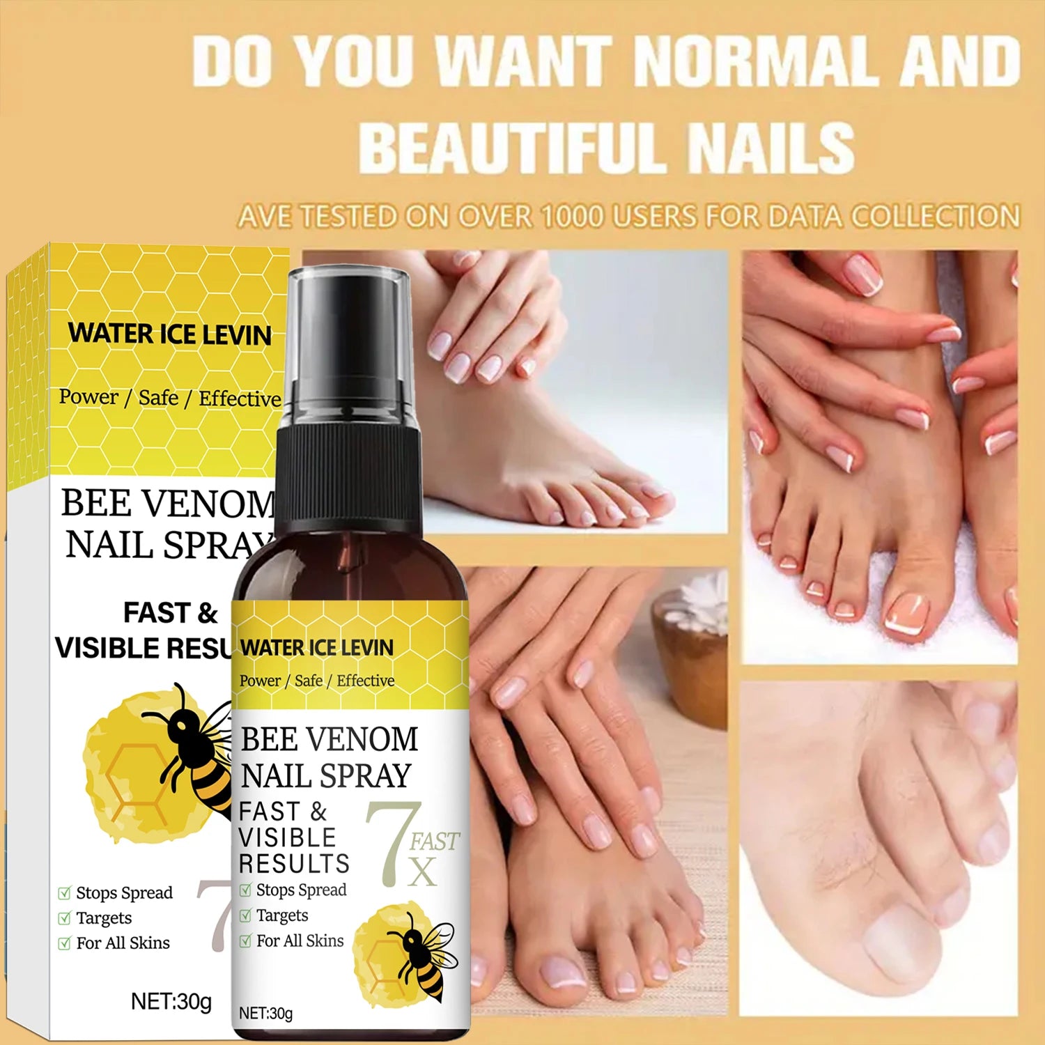 Bee Venom Nail Spray - Fast Visible Results, Stops Spread & Strengthens Nails with Hyaluronic Acid, Safe for All Skins Qme