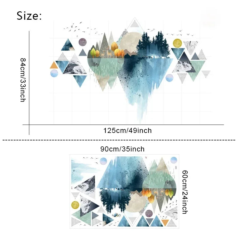 Nordic Triangle Dreamy Mountain Wall Stickers Living Room Bedroom Qme A