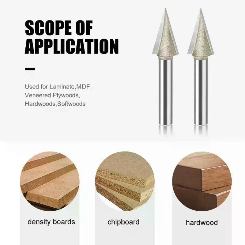 6mm (1/4") Shank 30° V-Groove Router Bit–Carbide Tipped Engraving Cutter for Trimmers Machines Inlays & Decorative Edges Qme