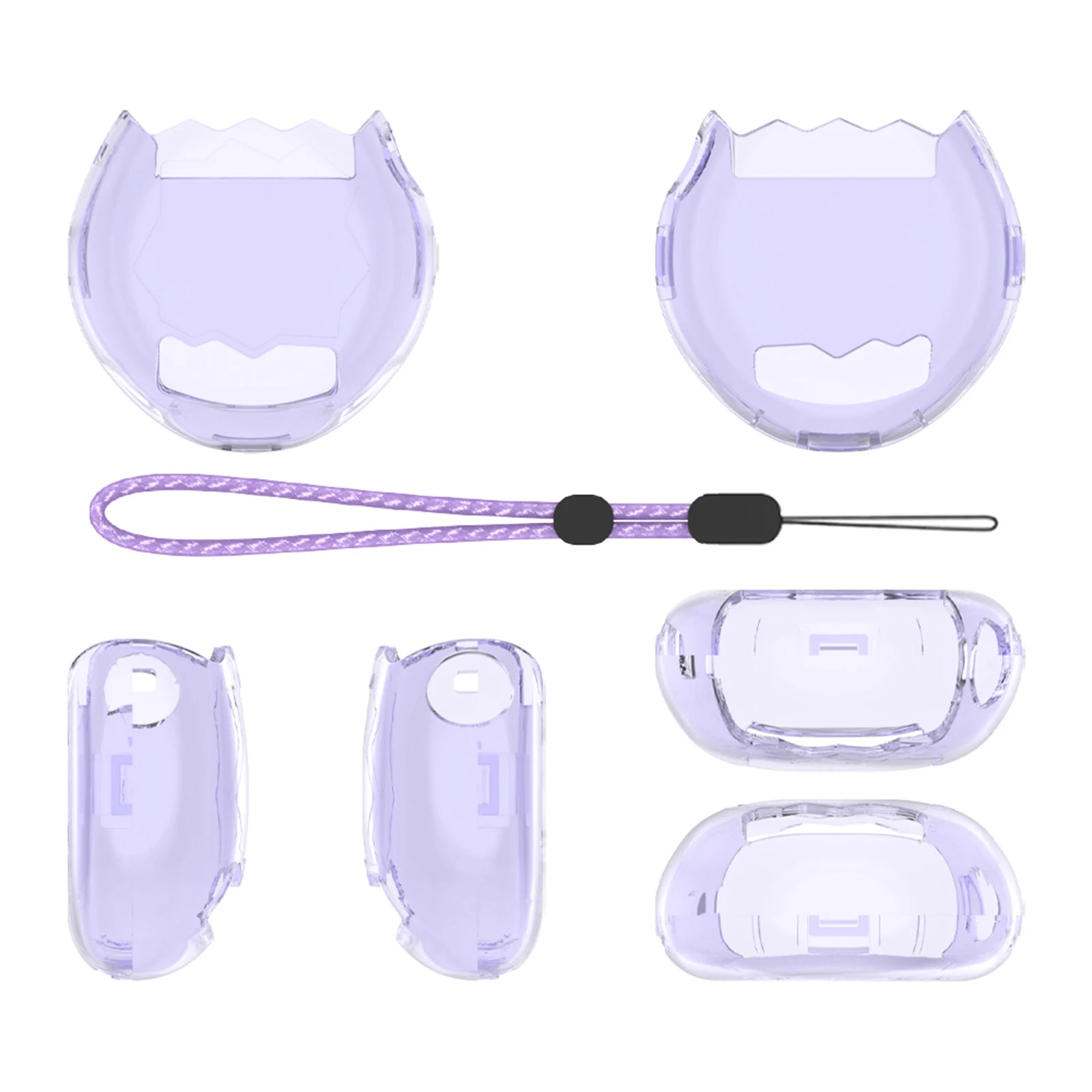 Protective Case Transparent Case Cover with Lanyard Hard Shell Protective Cover for Tamagotchi Paradise Qme Transparent Purple