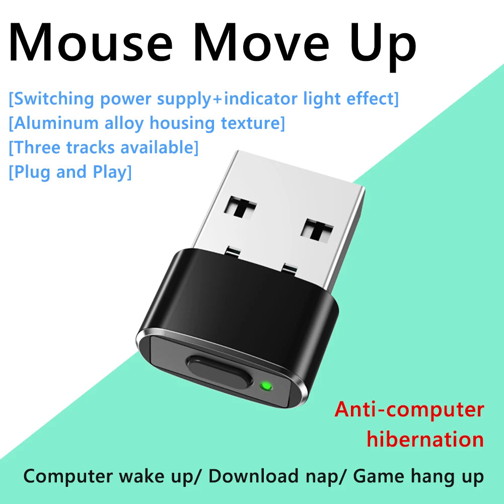 Mini Automatic Mouse Jiggler Mover ON/Off Button USB Automatic Move Cursor Undetectable Plug and Play Keeps Awake for Computer Qme