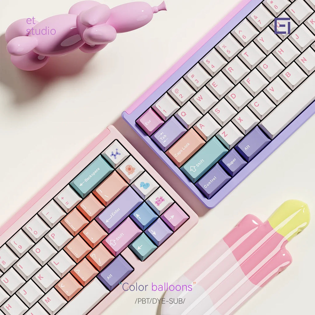 CHOSFOX&ET 149 Keys PBT Keycaps Customized Five Sided Hot Sublimation Balloon Parties Cherry Height Mechanical Keyboard DIY Qme