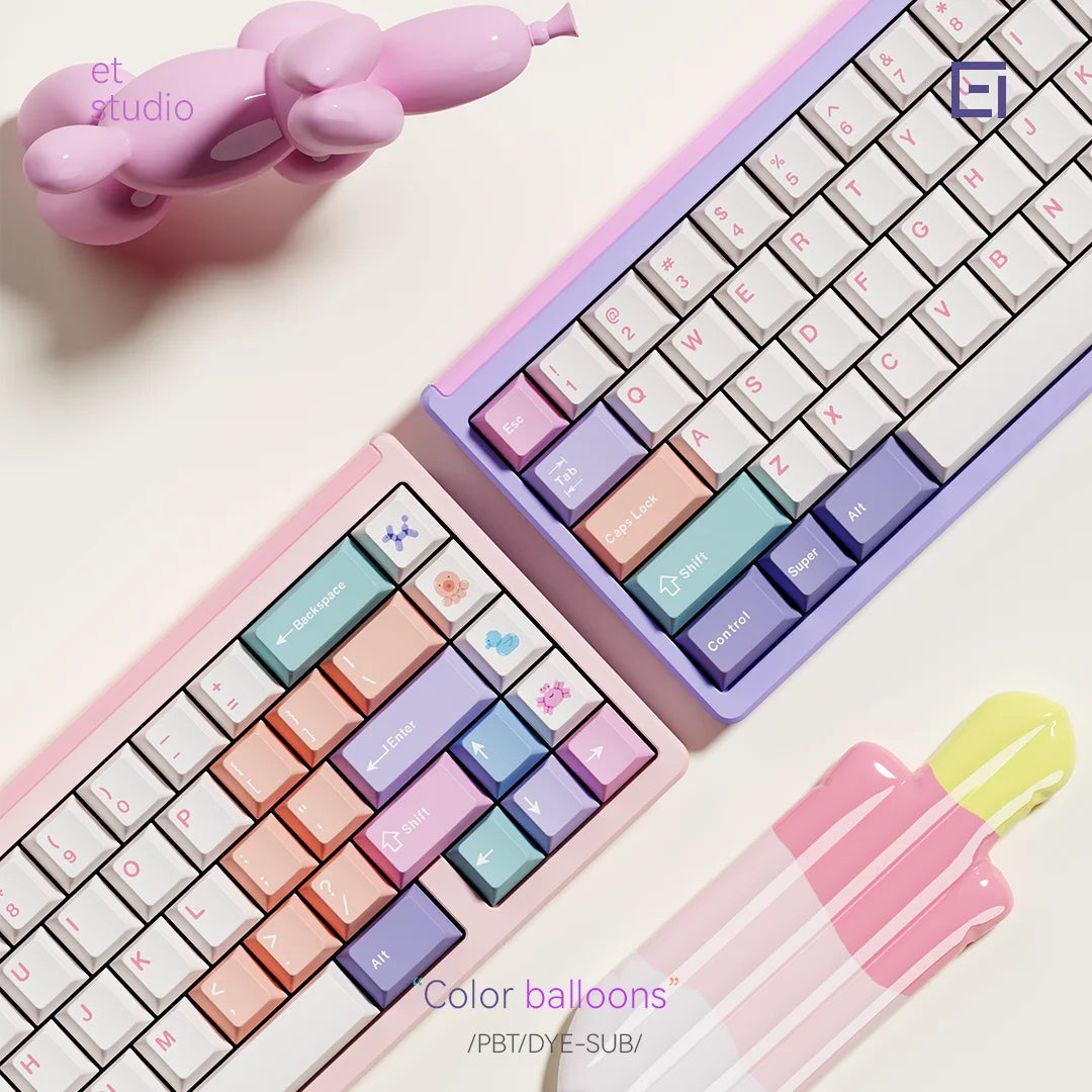 CHOSFOX&ET 149 Keys PBT Keycaps Customized Five Sided Hot Sublimation Balloon Parties Cherry Height Mechanical Keyboard DIY Qme