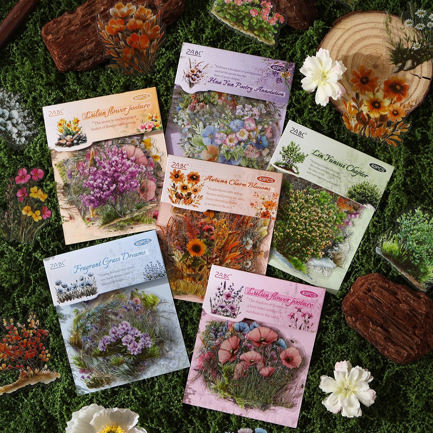 40/240 pcs Vibrant Creative flower plant Stickers hand tent DIY Stick Labels Scrapbooking Material Junk Journal Supplies Qme