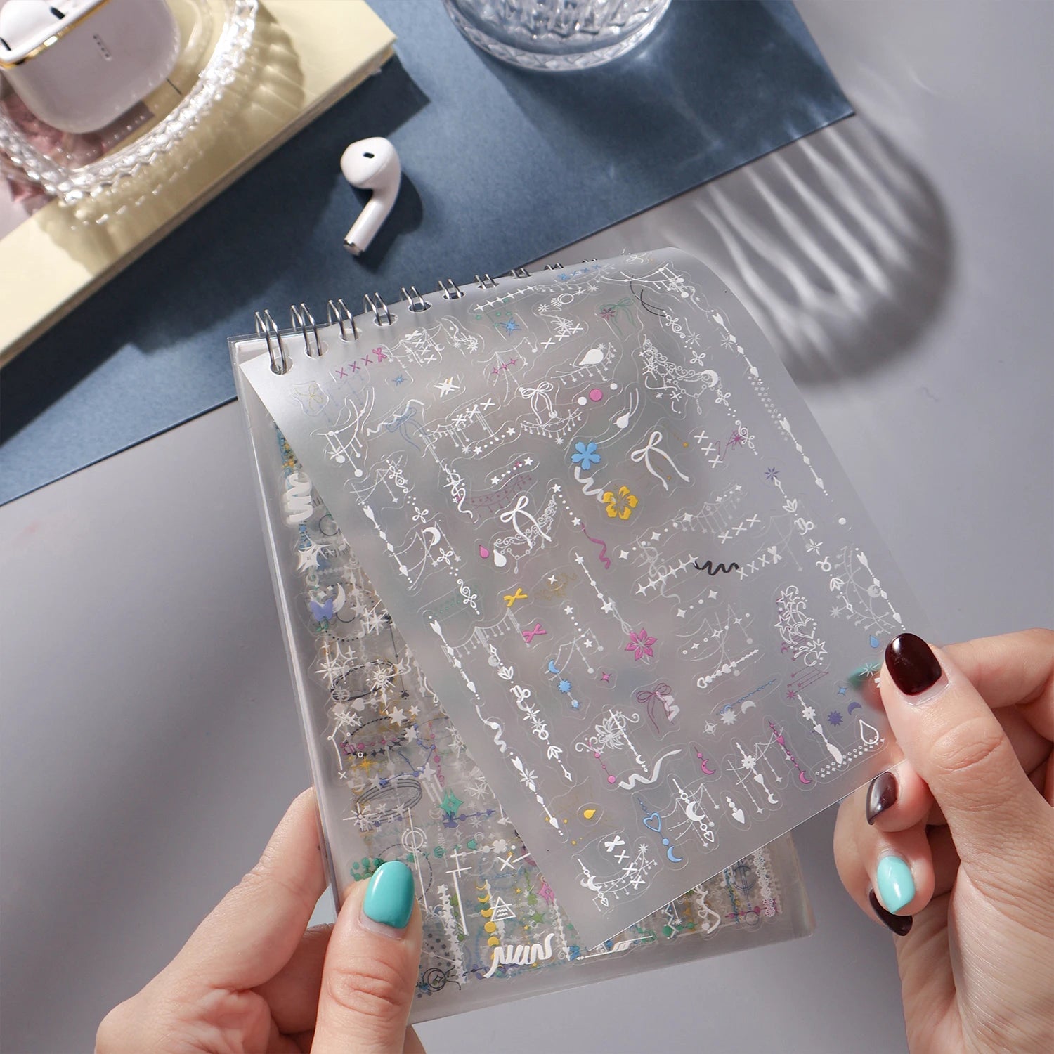 30Pcs/book Cute Die-cut Flash Decorative Stickers Book DIY Scrapbook Phone Case Decoration Collage Material Aesthetic Stationery Qme