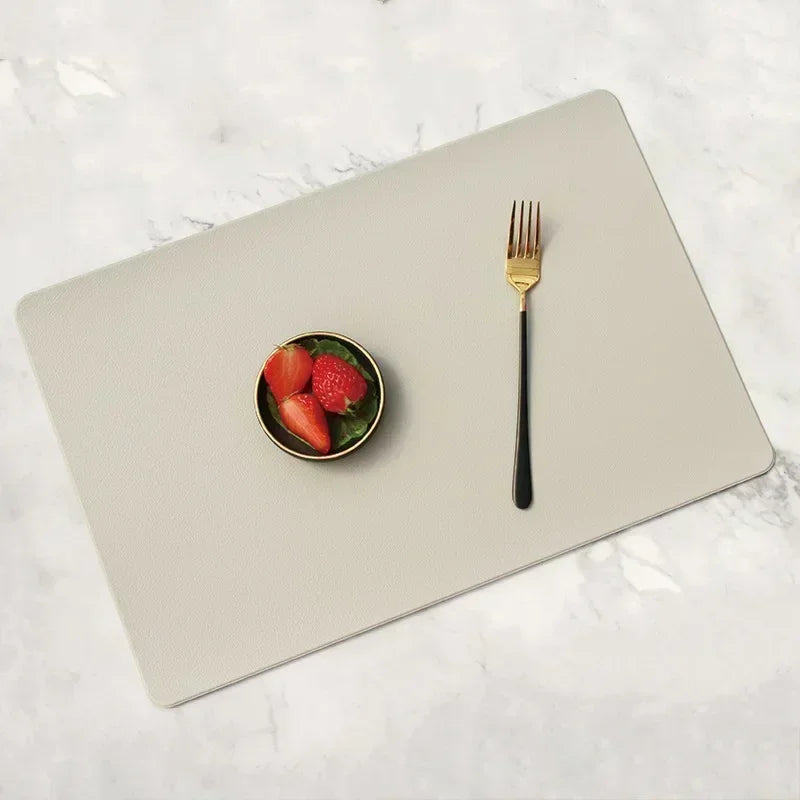 Nordic Home Decor Household Leather Placemat Hotel Restaurant Western Qme Beige L
