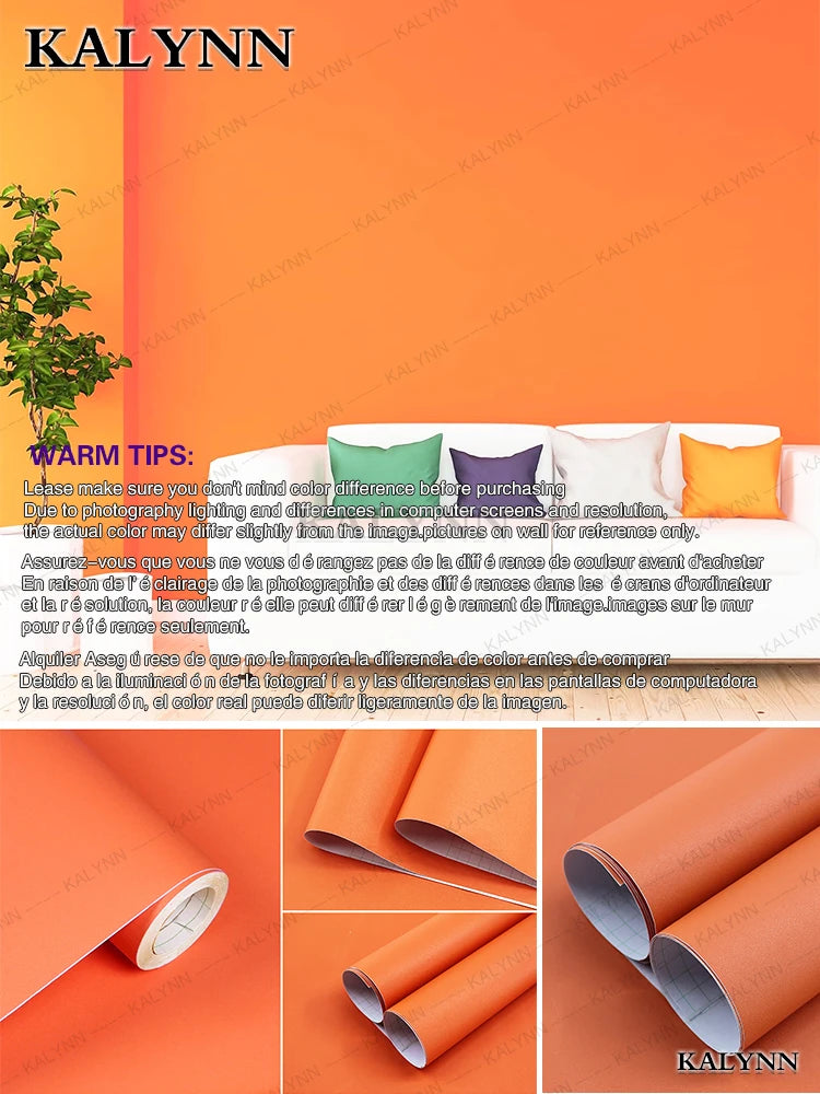Solid Vinyl Self Adhesive Contact Paper Peel Stick Wallpaper Wall Qme Orange 40cmx5M