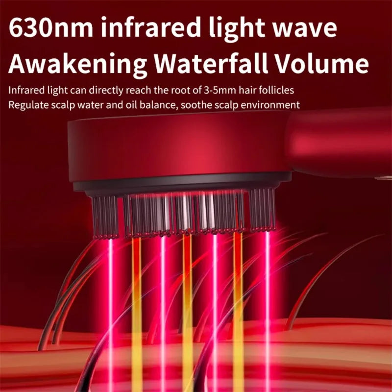 Electric Vibration Comb Red Light Anti Hair Loss Scalp Massager Oil Qme