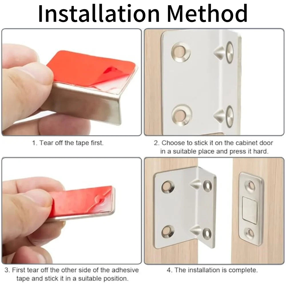 10-1PCS L-shaped Magnetic Door Closer Self-adhesive Invisible Cabinet Door Suction Wardrobe Magnetic Strip Patch Door Stopper Qme