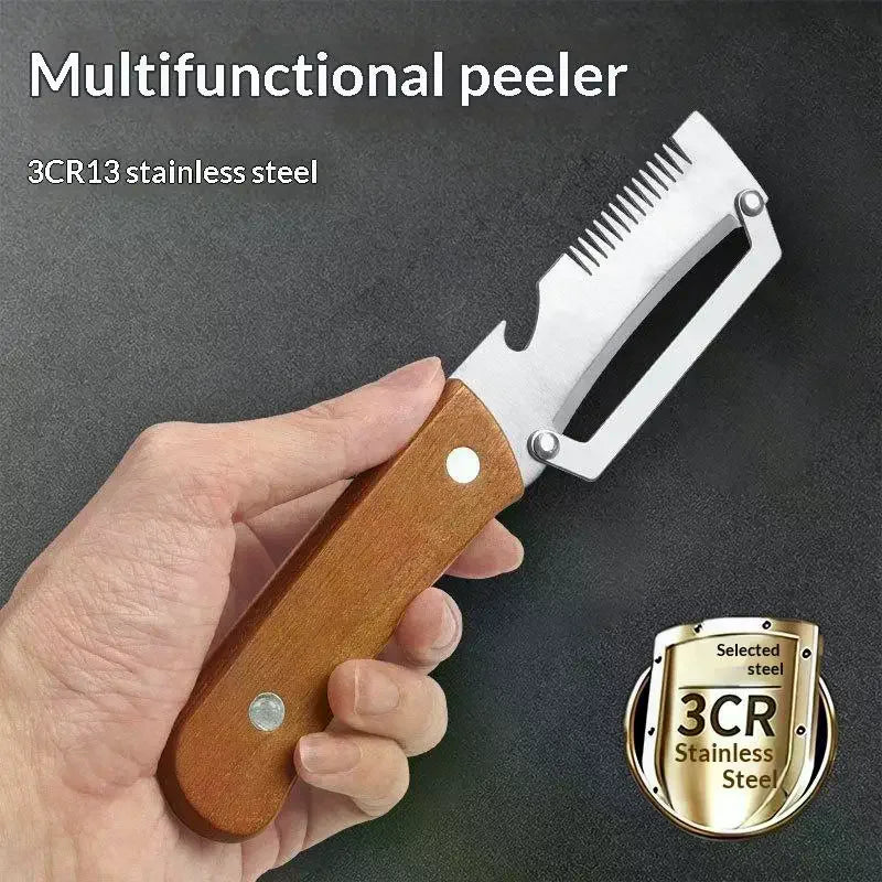 Durable And Smooth Wooden Multi Functional Vegetable Peeler With Ergonomic Handle For Peeling And Slicing Fruits/Vegetables Qme