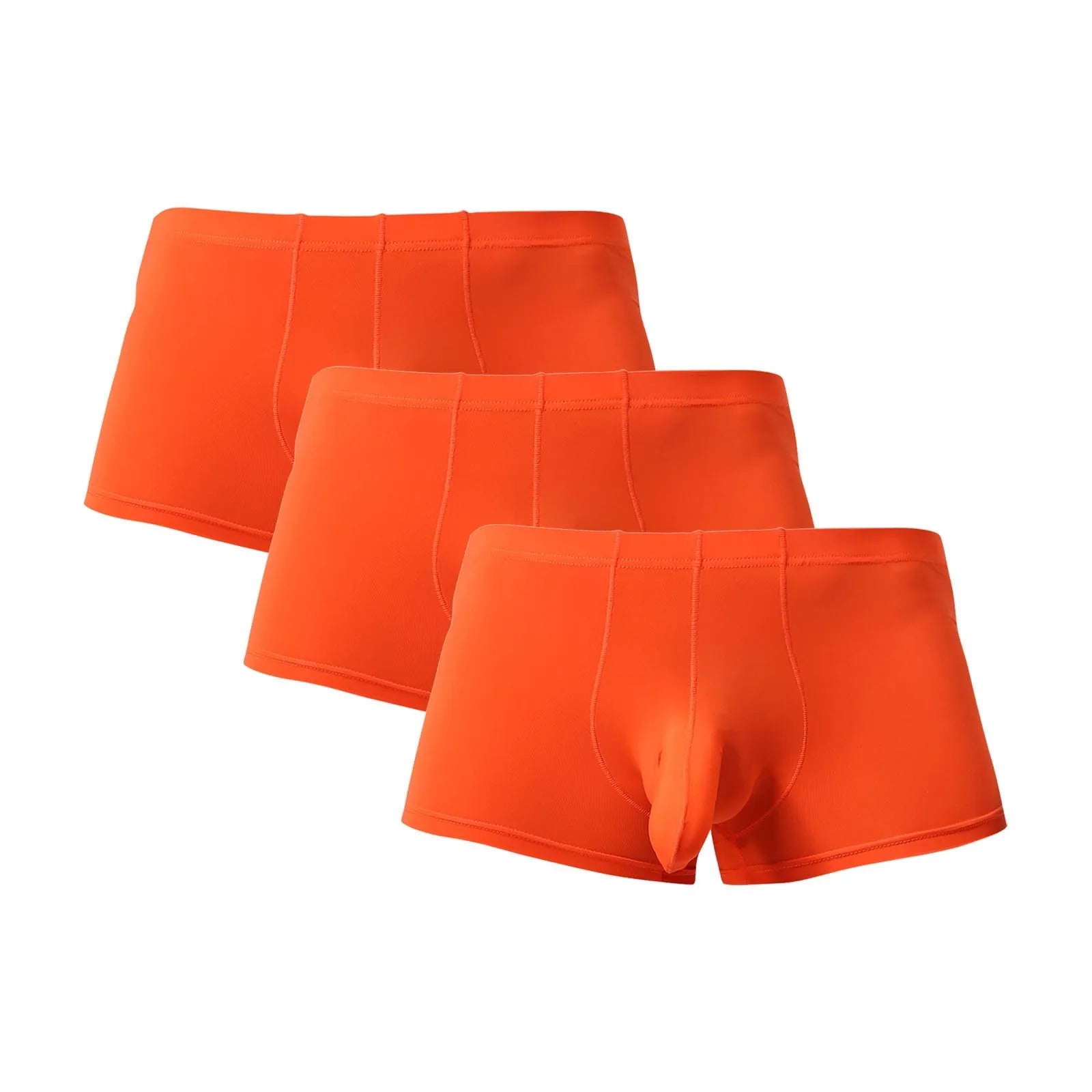 3PC Lightweight Daily Comforatble Elastic Waist Boxers Men's Sexy Solid Elephant Nose Comfortable Underwear Boxer Pants Qme Orange XL