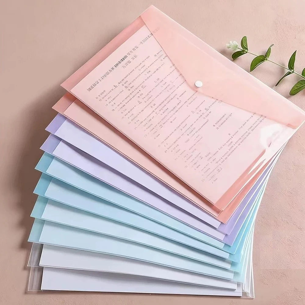 10/20/40/60 Pieces, Colorful Transparent Document Bag, A4 Size PP Plastic Student Folder, Easy To Organize School Supplies Qme