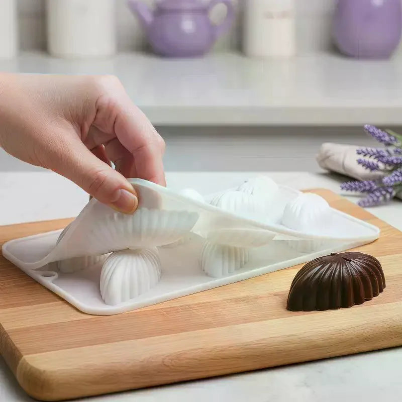 3D Shell Design Pudding Mousse Cake Moulds Madeleine Dessert Chocolate Silicone Mold Cake Decorating Tools Baking Supplies Qme