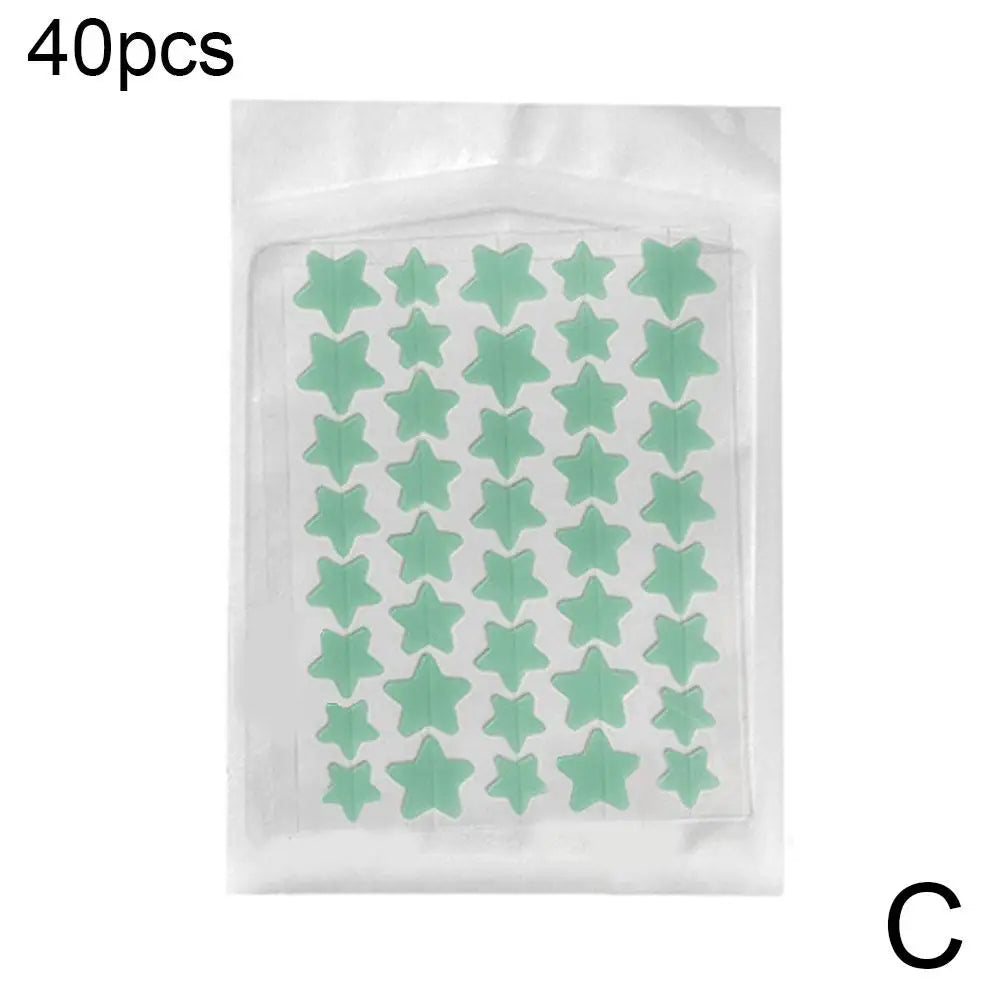 35/40Pcs Colorful Cute Star Heart Shaped Acne Treatment Sticker Invisible Acne Cover Removal Pimple Patch Skin Care Qme green 40 counts China