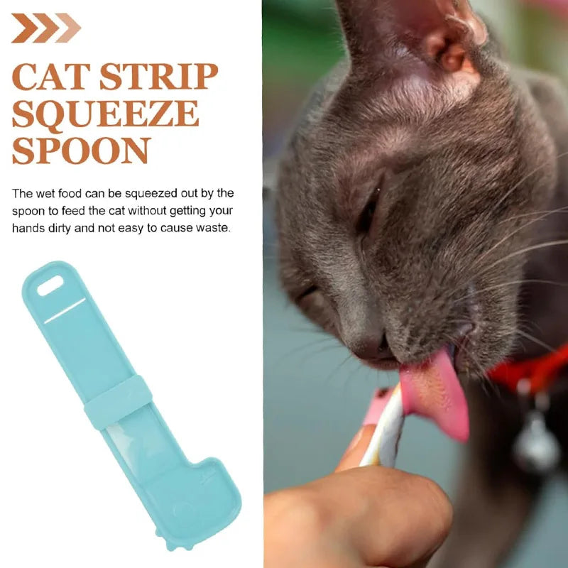 1pc cat wet treatment feeding spoon, convenient squeezing spoon, and cat and dog feeding accessories are easy to use Qme