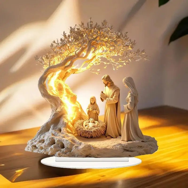 Acrylic Christmas Nativity Scene Flat 2D Ornament Desk Decor Jesus Qme