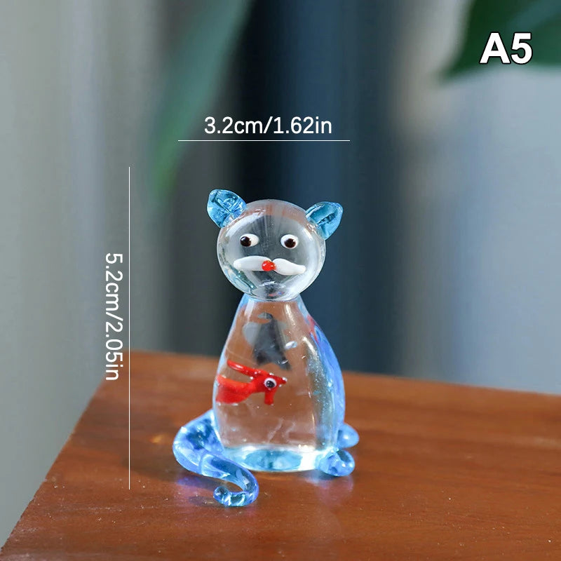 Home Office Decor Handcrafted Glass Pocket Fish Figurine Mini Qme A5
