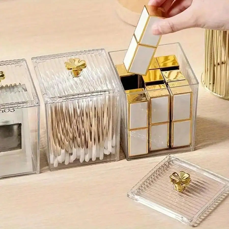Transparent Makeup Cotton Pad Organizer Box Multi-purpose Storage Qme