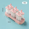 6 Popsicle Molds Ice Maker Reusable Mold Easy-release Homemade Cream Qme Pink