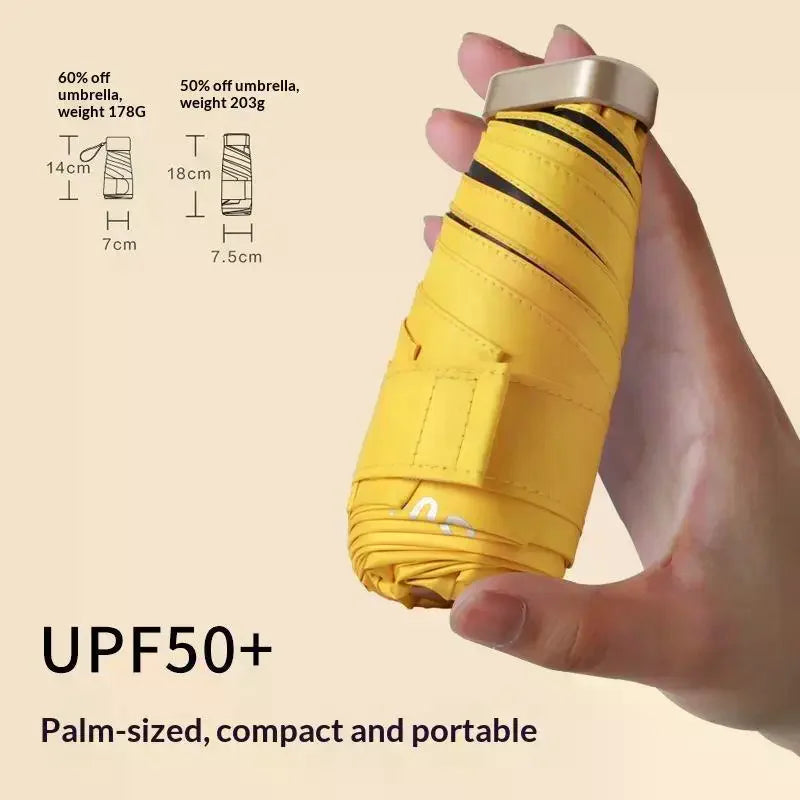 Compact Travel Mini Umbrella Uv Protection Capsule Umbrella 5 Fold Ultra Lightweight Sun Shade Umbrella Portable Manual Qme