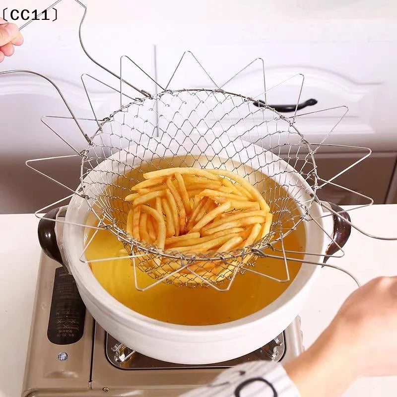 Stainless Steel Foldable Multifunctional Fryer Basket French Fry Qme