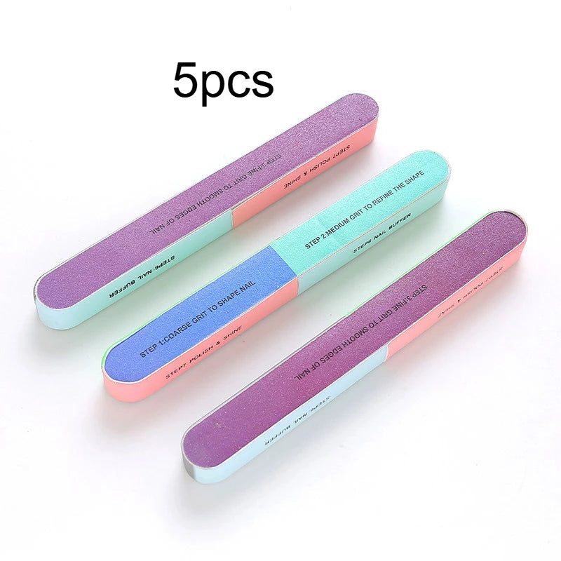 7 Sides Nail Buffers Files Professional Polisher For Nail Art Manicure Polishing Block Buffing Accessories Cream Tools Qme 5pcs